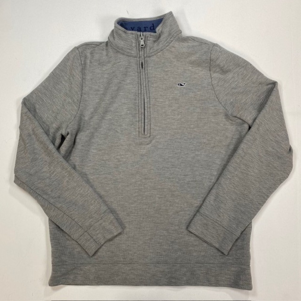 Vineyard Vines Boys Large‎ 16 Gray 100% Pima Cotton Quarter Zip Pullover Sweater